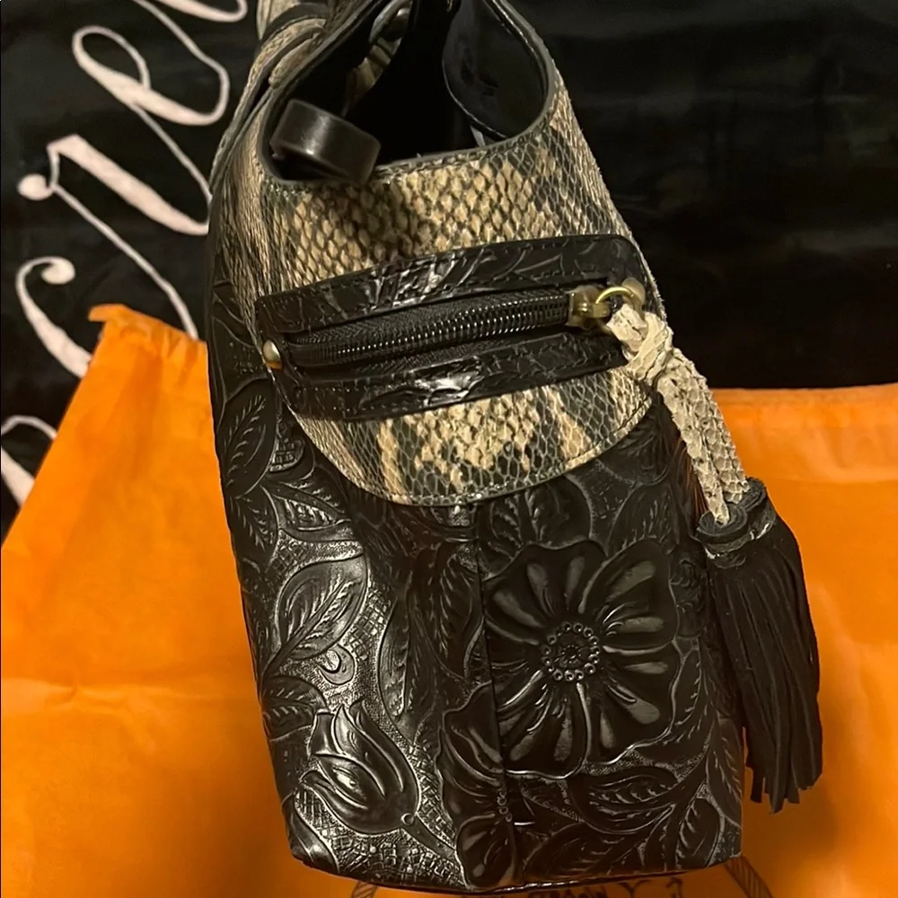 Sharif Embossed Leather Bag Intricate Detailing